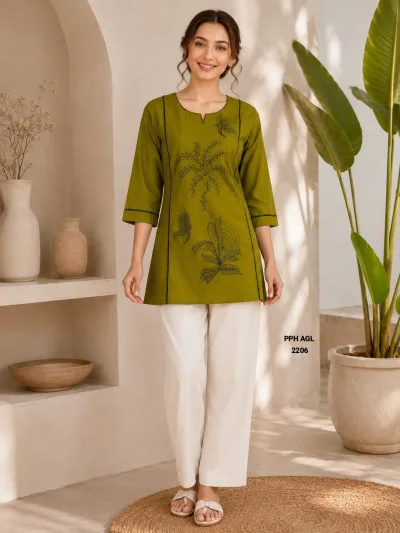 Handcrafted Dabu Print Cotton Kurti Pant Set